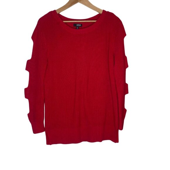 a.n.a. Women's Classic Knit Cut Out Sleeves Office Preppy Sweater Size XL Red - Picture 3 of 10